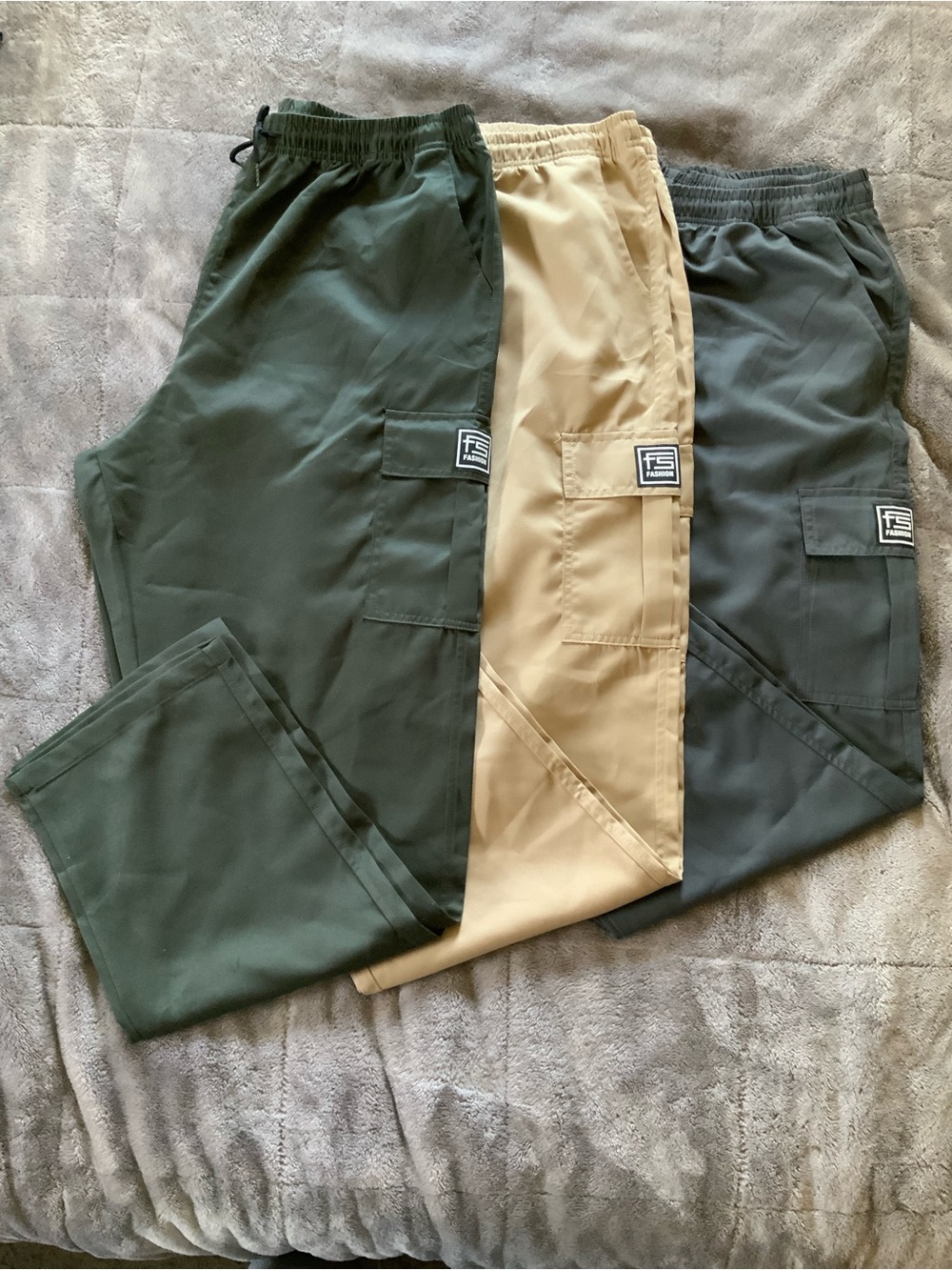 FS Fashion Men's Elastic Waist Cargo Chinos - Olive, Khaki, Charcoal (1066)
